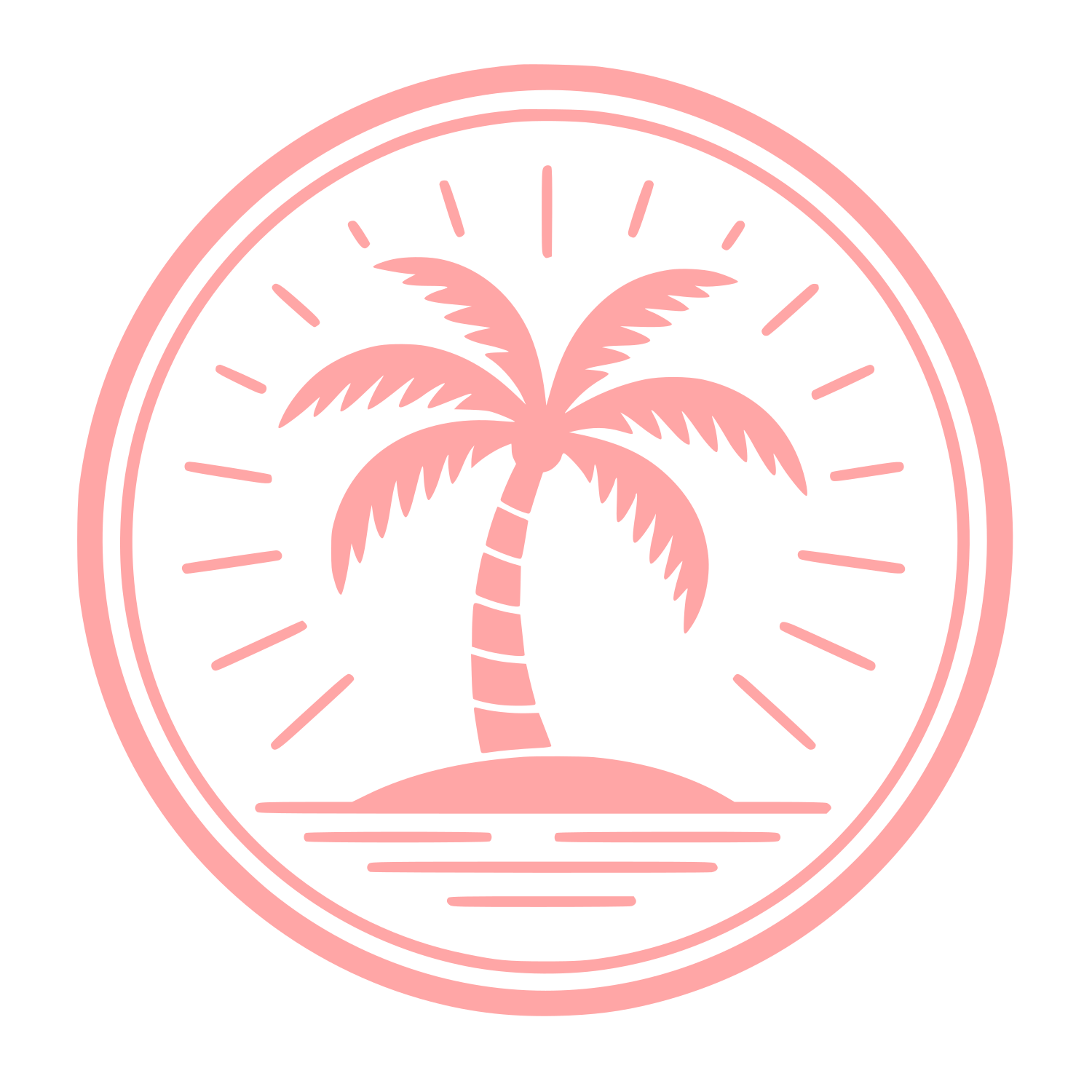 Palm Tree Island Circle Logo #ffa6a6