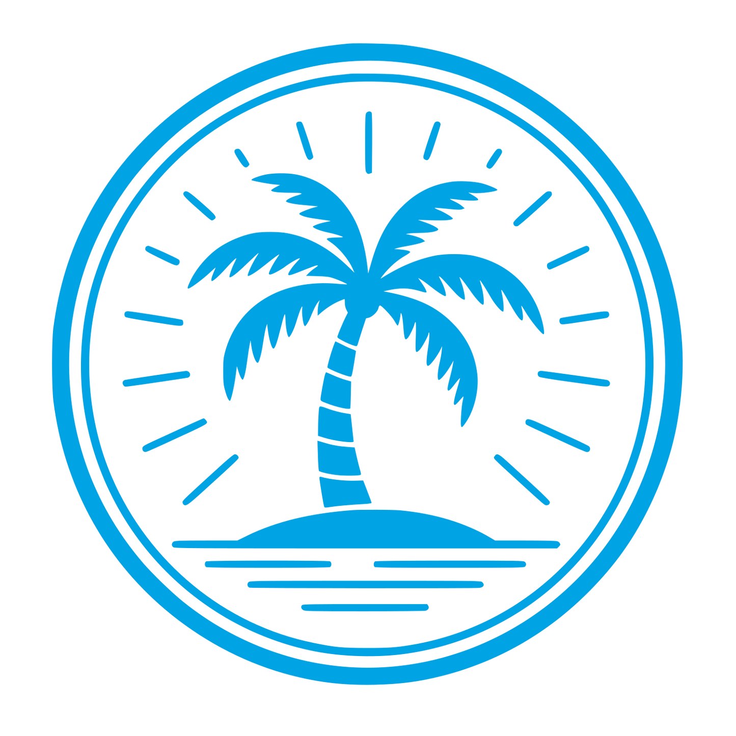 Palm Tree Island Circle Logo #00a3e4