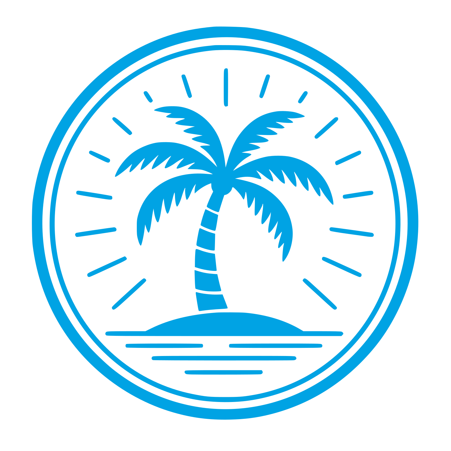 Palm Tree Island Circle Logo #00a3e4