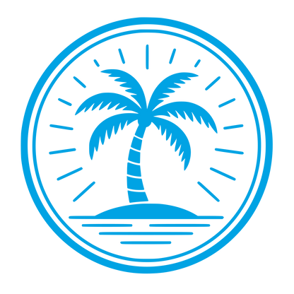 Palm Tree Island Circle Logo #00a3e4