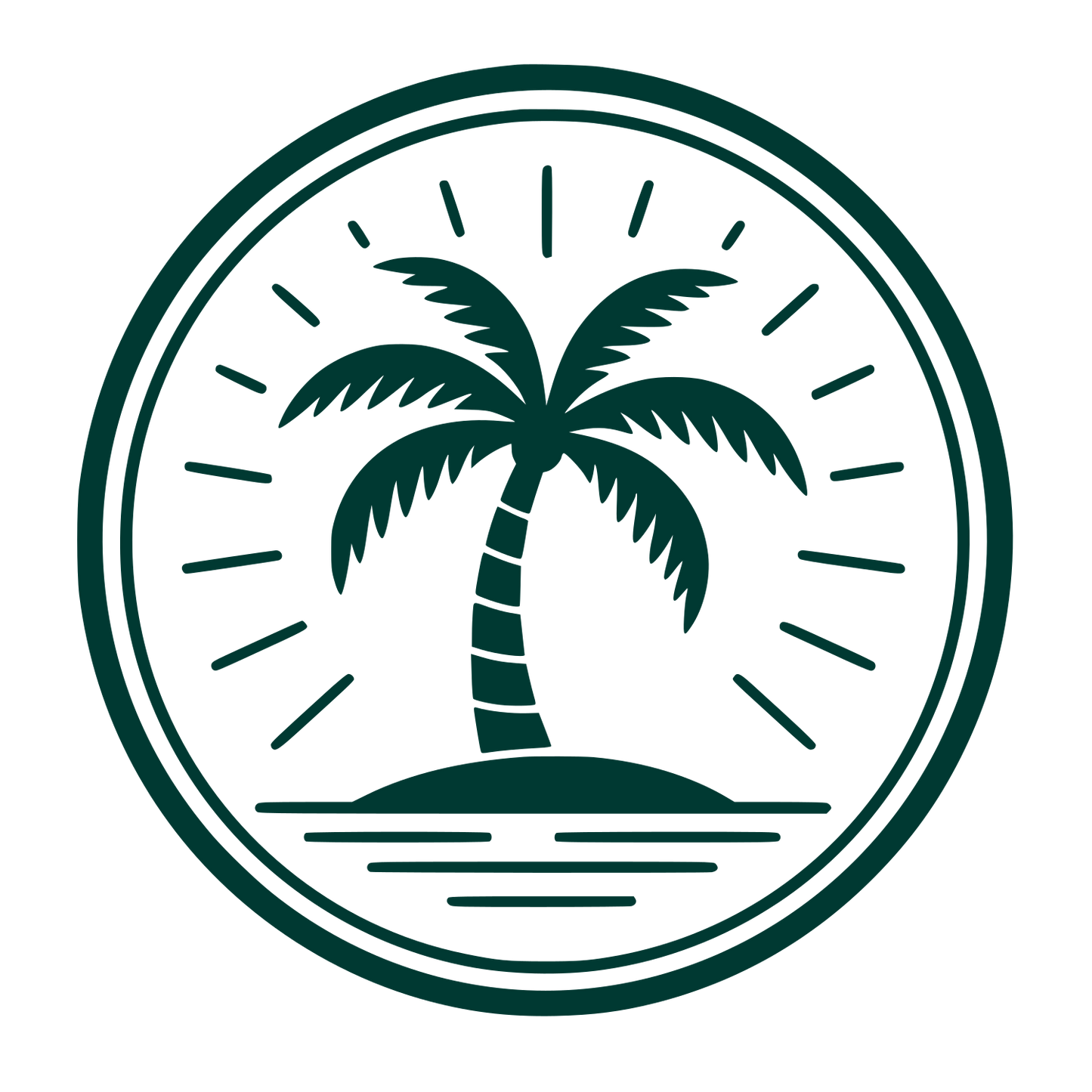 Palm Tree Island Circle Logo #003932