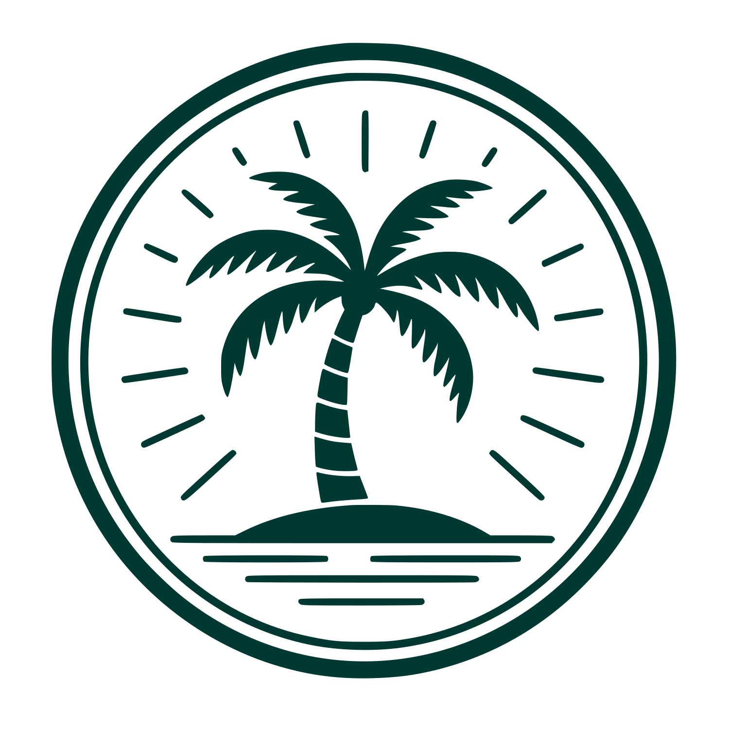 Palm Tree Island Circle Logo #003932