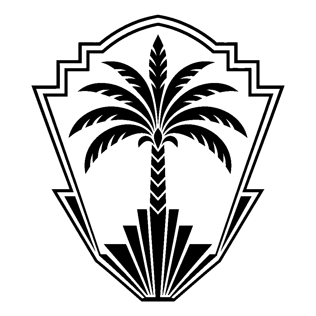 Art Deco Palm Tree Shield Logo