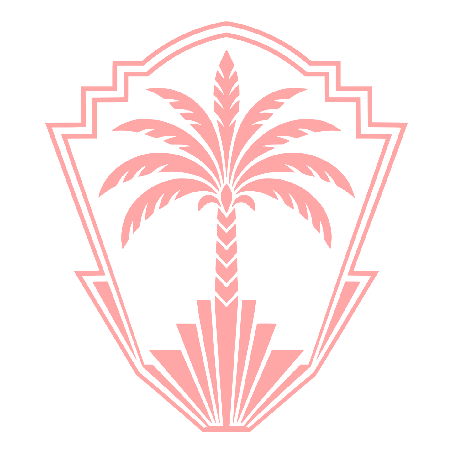 Art Deco Palm Tree Shield Logo #ffa6a6