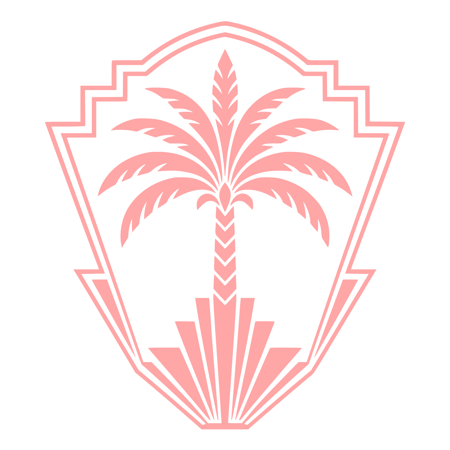 Art Deco Palm Tree Shield Logo #ffa6a6