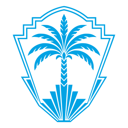 Art Deco Palm Tree Shield Logo #00a3e4