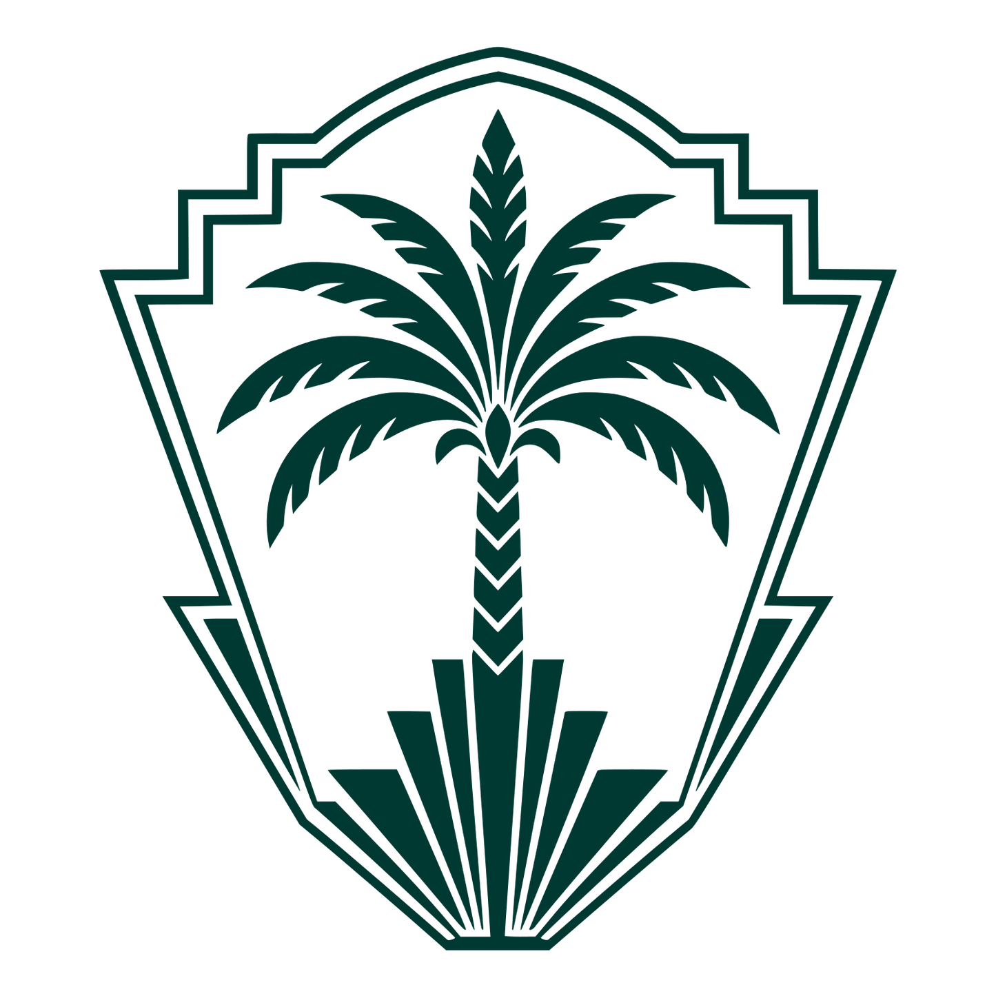 Art Deco Palm Tree Shield Logo #003932
