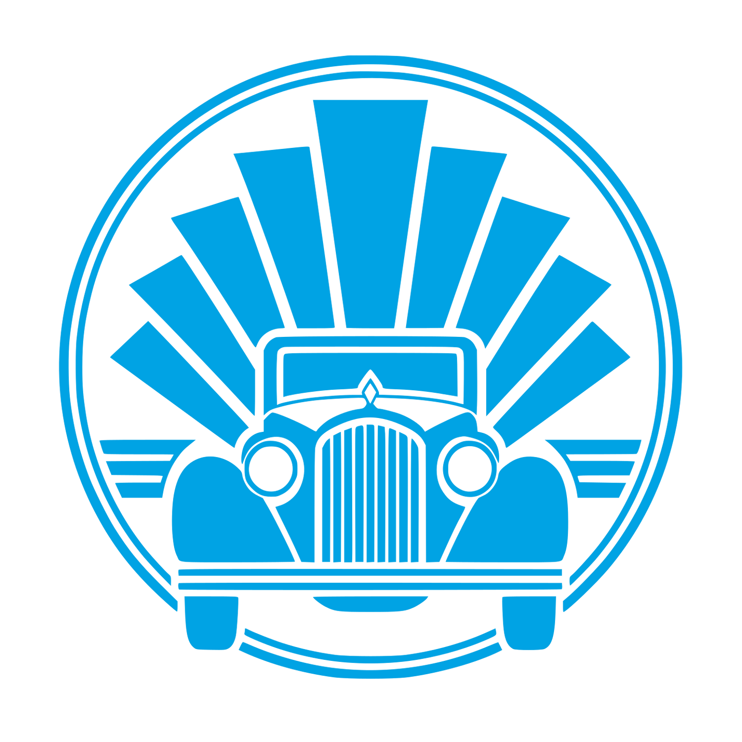 Vintage Car Sunburst Logo #00a3e4