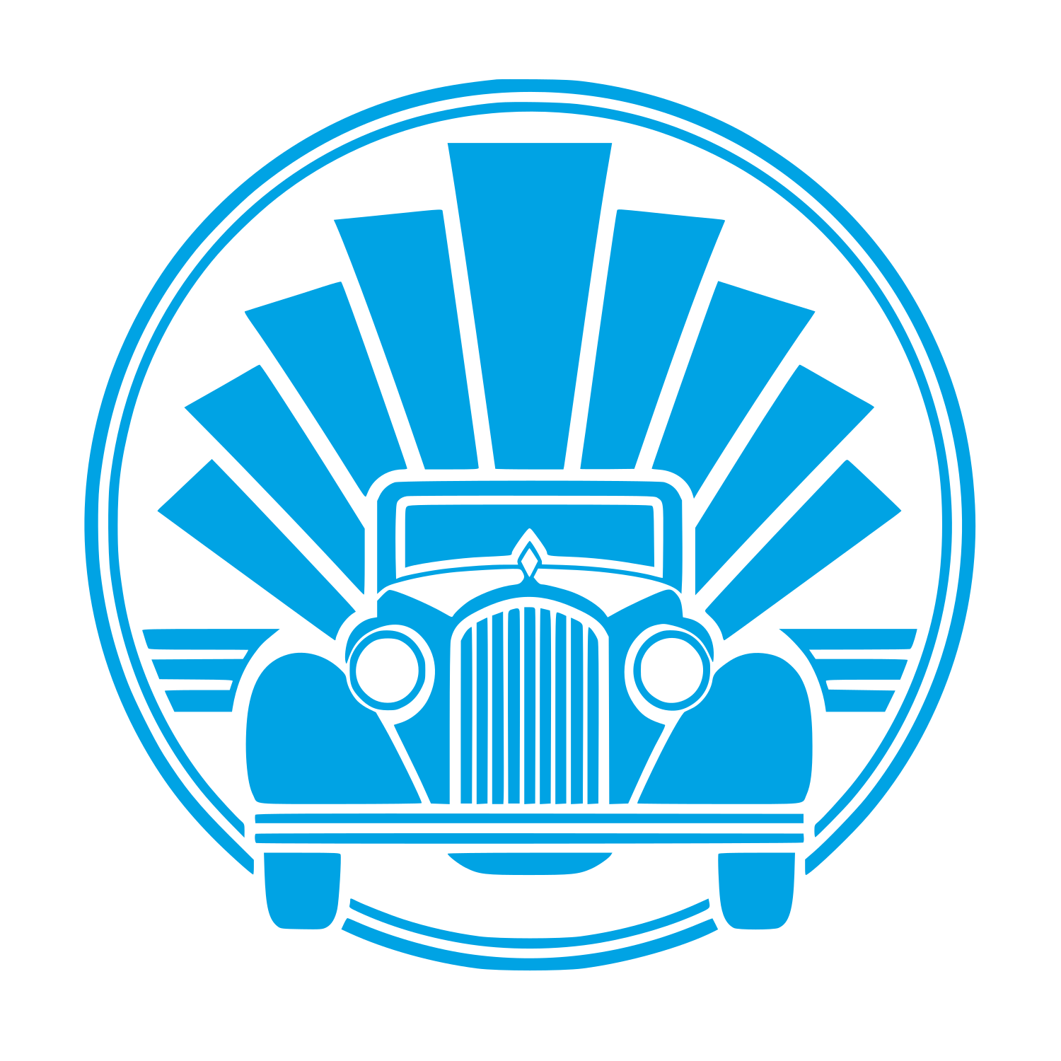 Vintage Car Sunburst Logo #00a3e4
