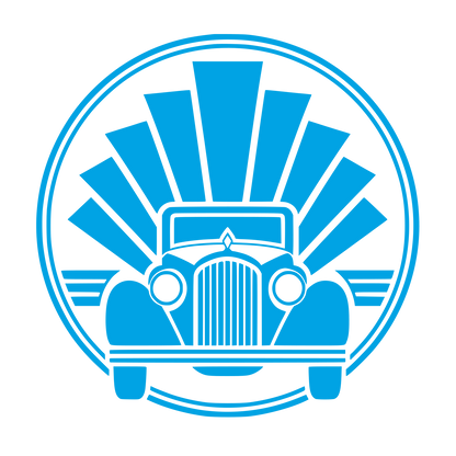 Vintage Car Sunburst Logo #00a3e4