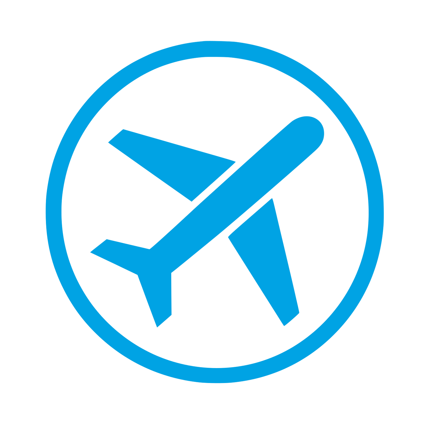 Airplane in Circle Logo #00a3e4
