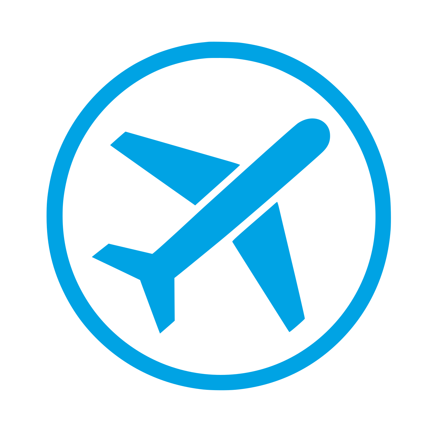 Airplane in Circle Logo #00a3e4