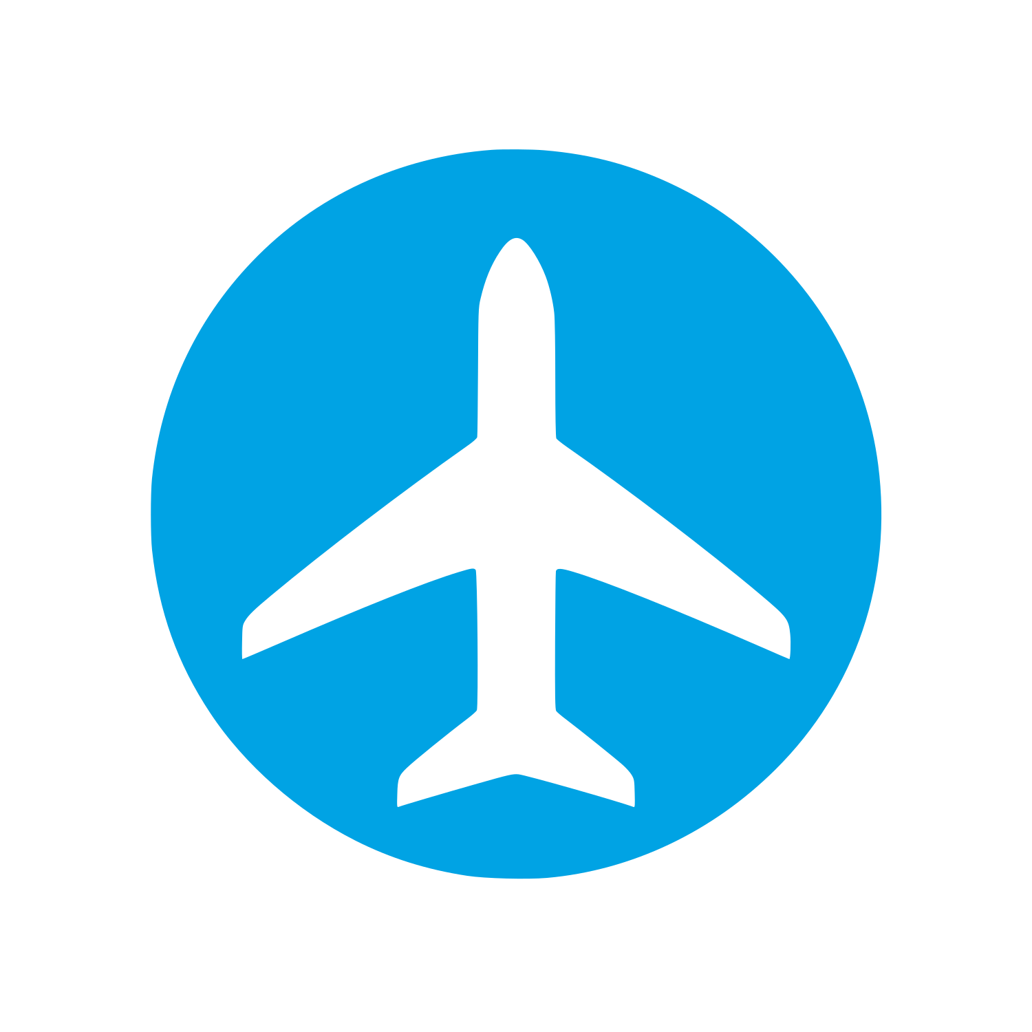 Airplane Circle Badge Logo #00a3e4