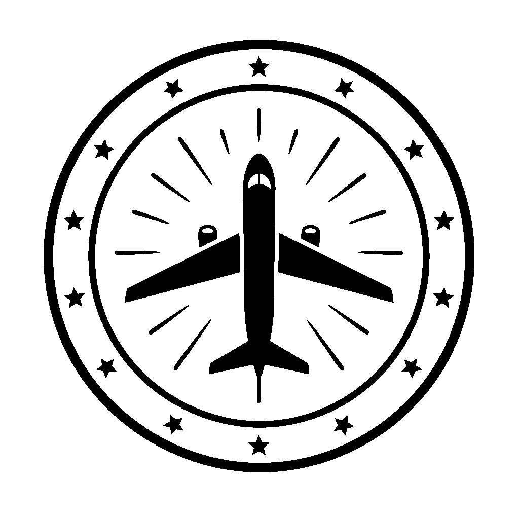 Airplane Star Badge Logo