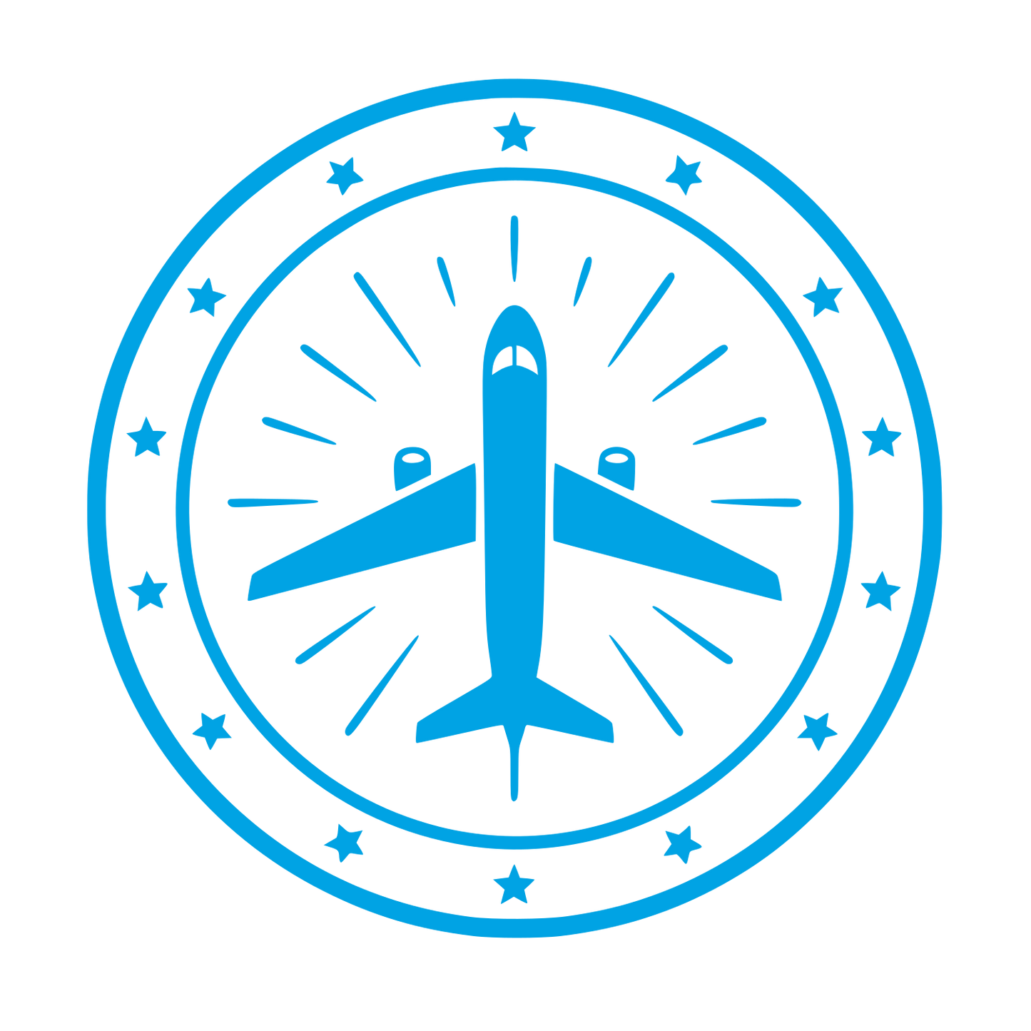 Airplane Star Badge Logo #00a3e4