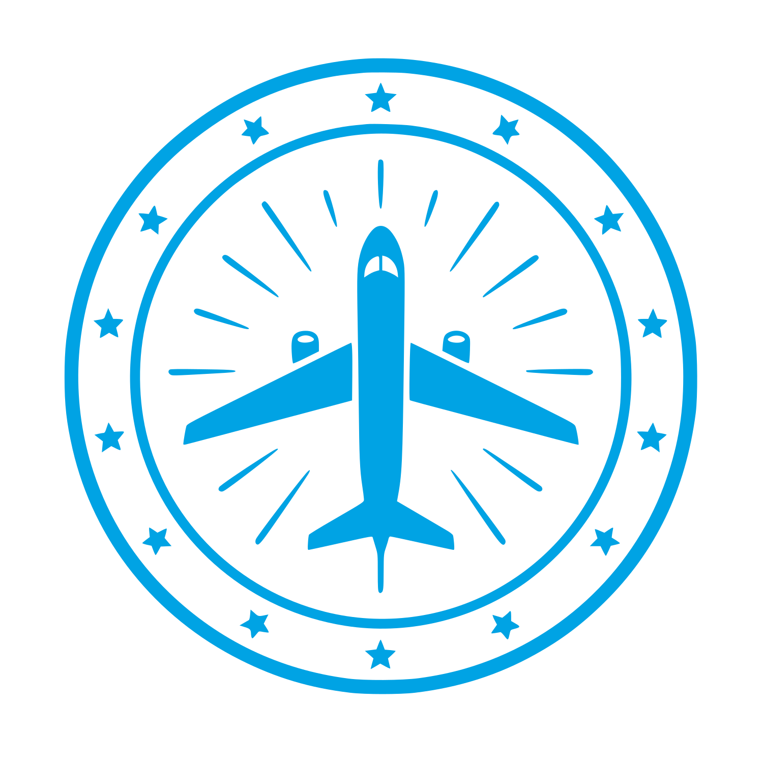 Airplane Star Badge Logo #00a3e4