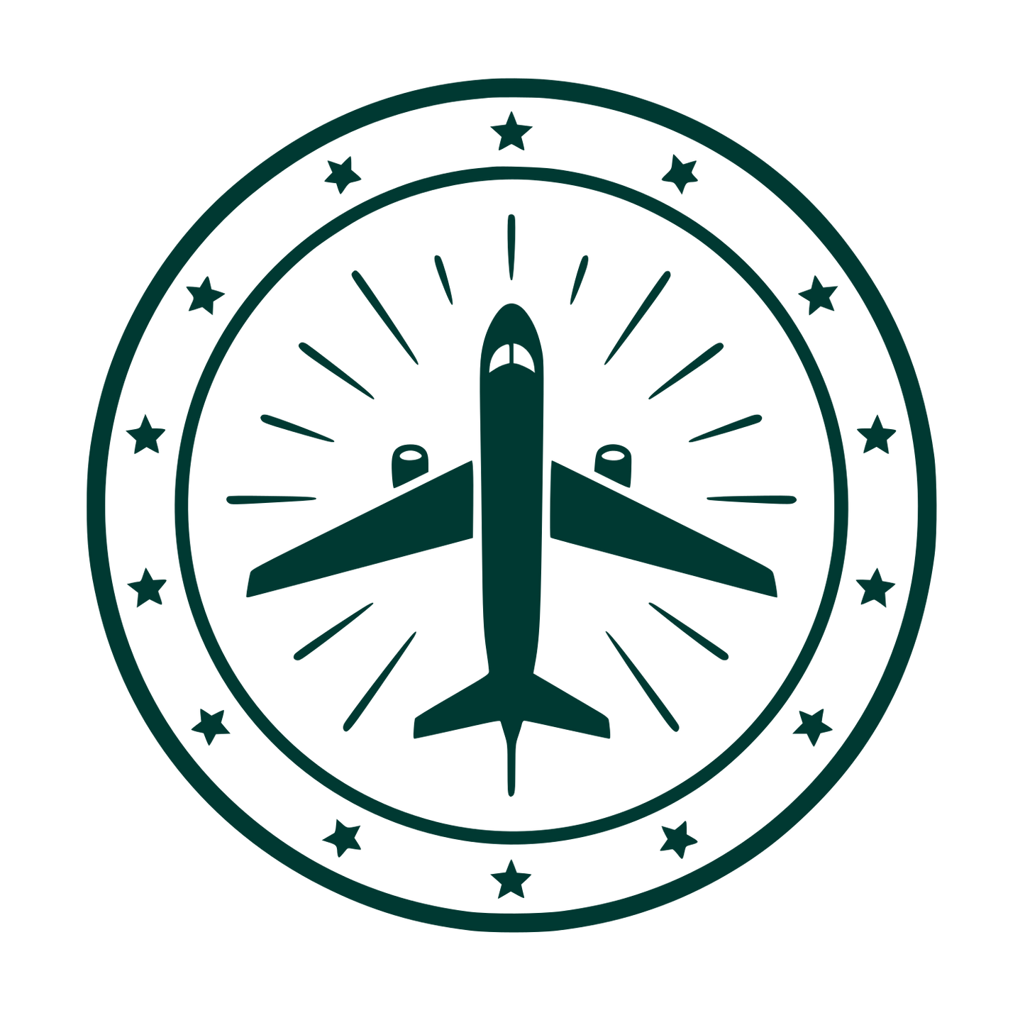 Airplane Star Badge Logo #003932