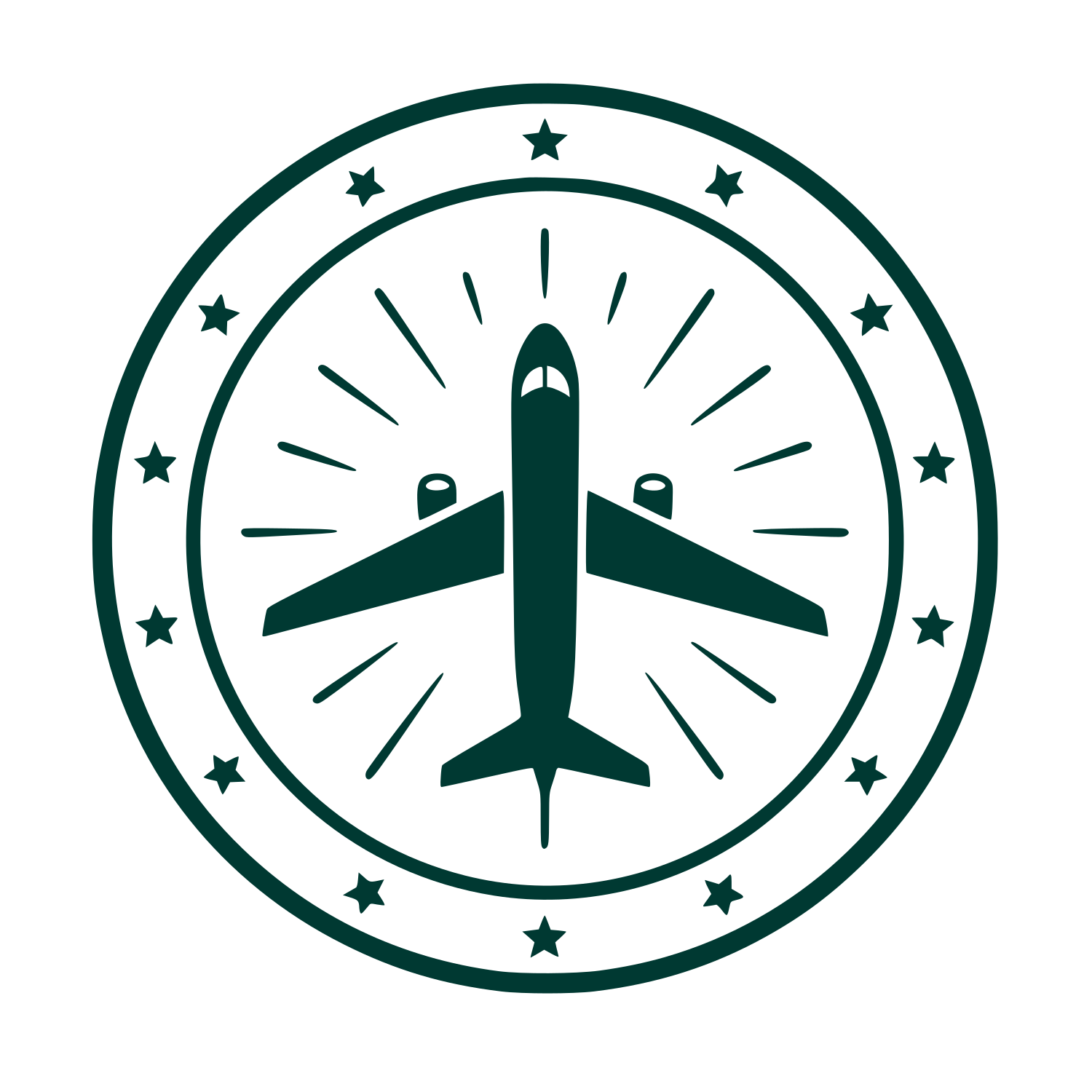 Airplane Star Badge Logo #003932