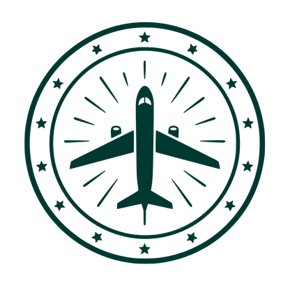 Airplane Star Badge Logo #003932
