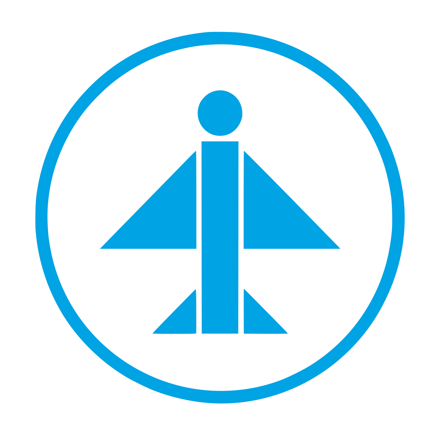 Airplane Circle Emblem Logo #00a3e4