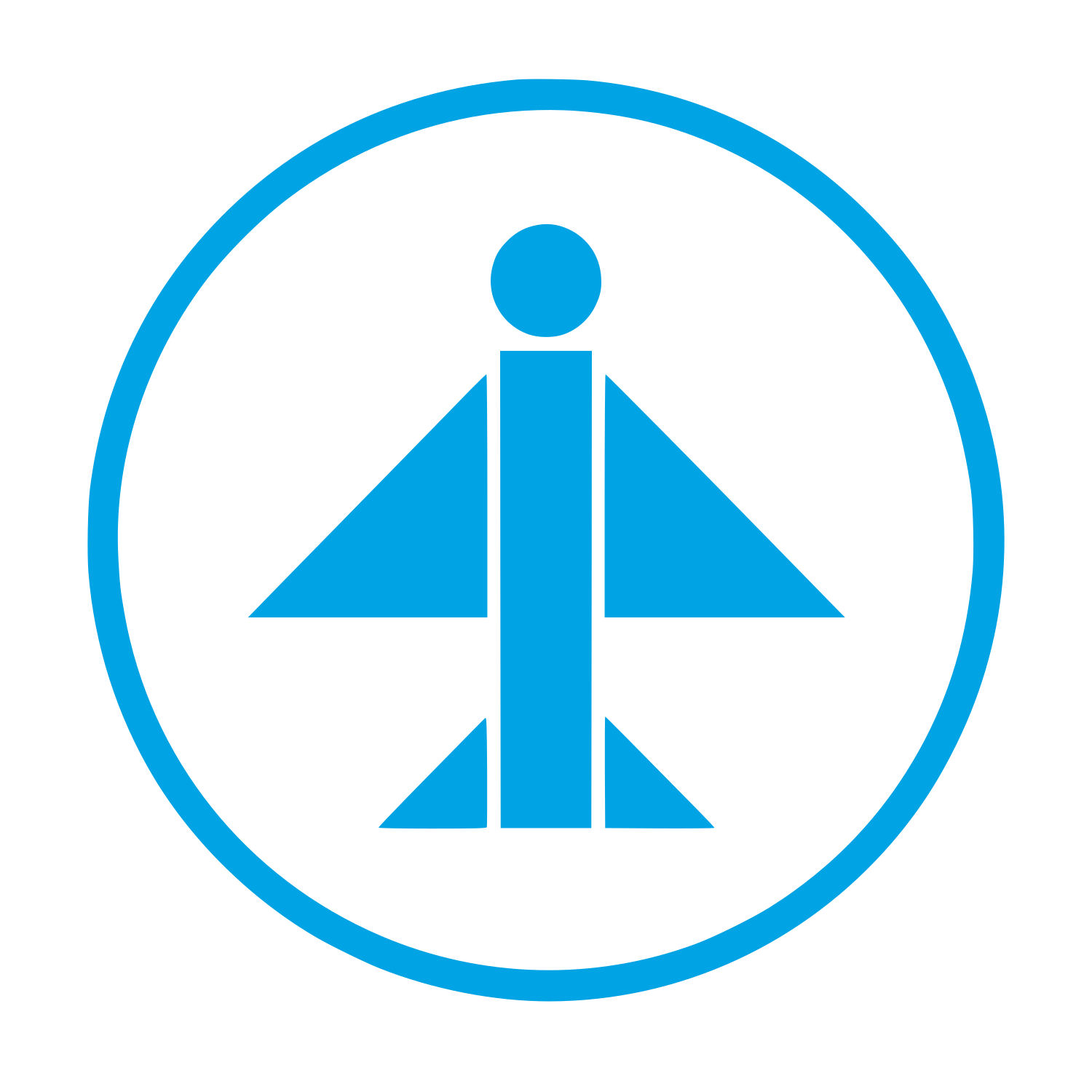 Airplane Circle Emblem Logo #00a3e4