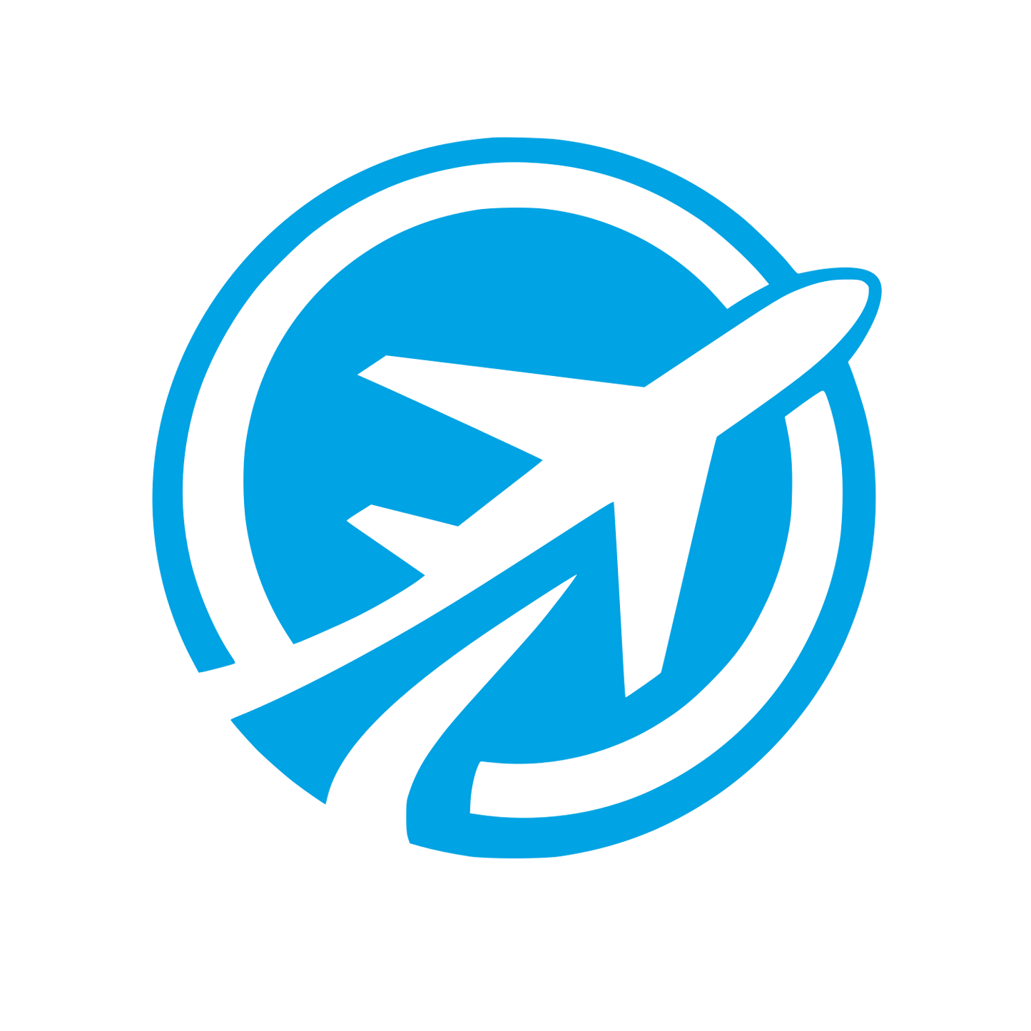 Airplane Circle Logo #00a3e4