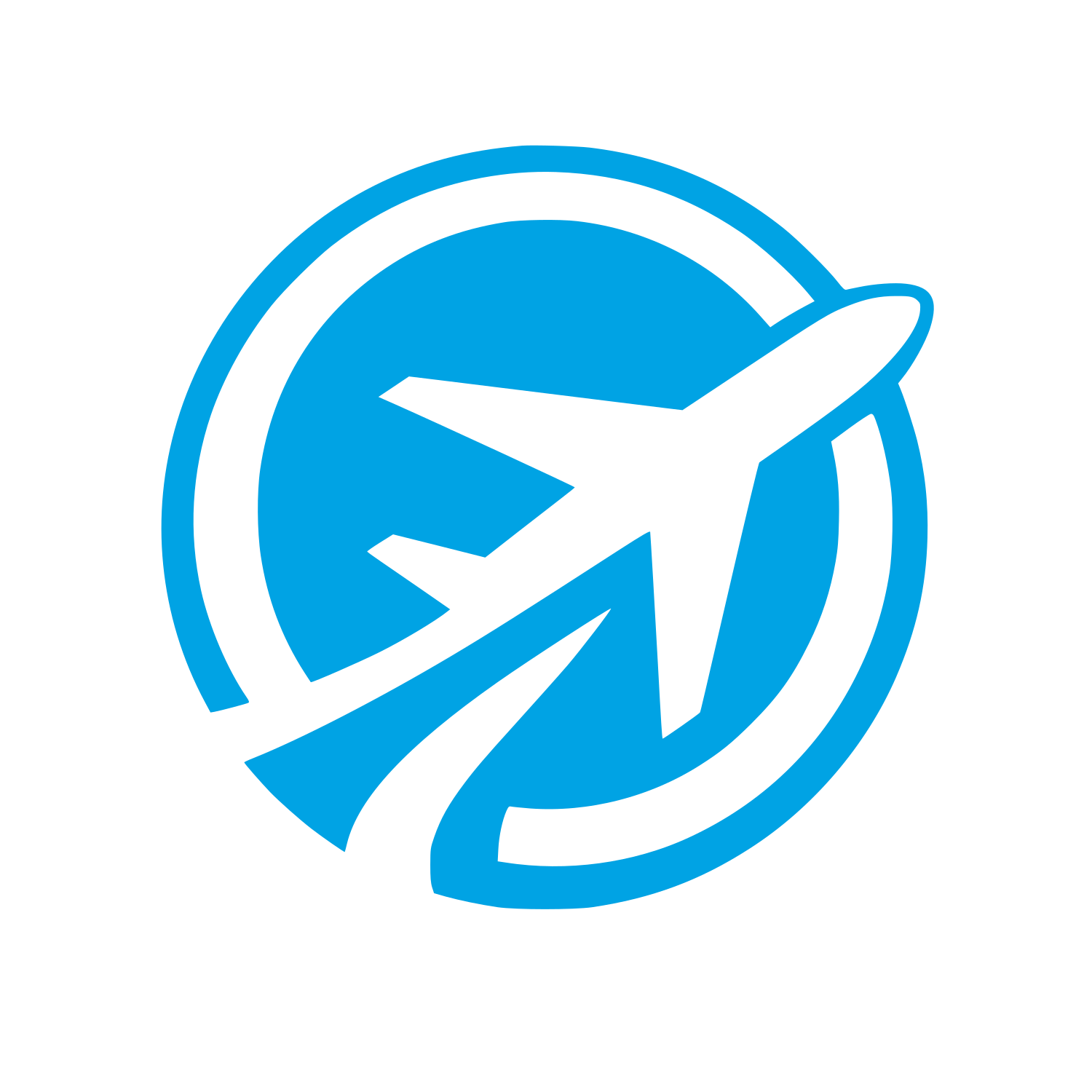 Airplane Circle Logo #00a3e4