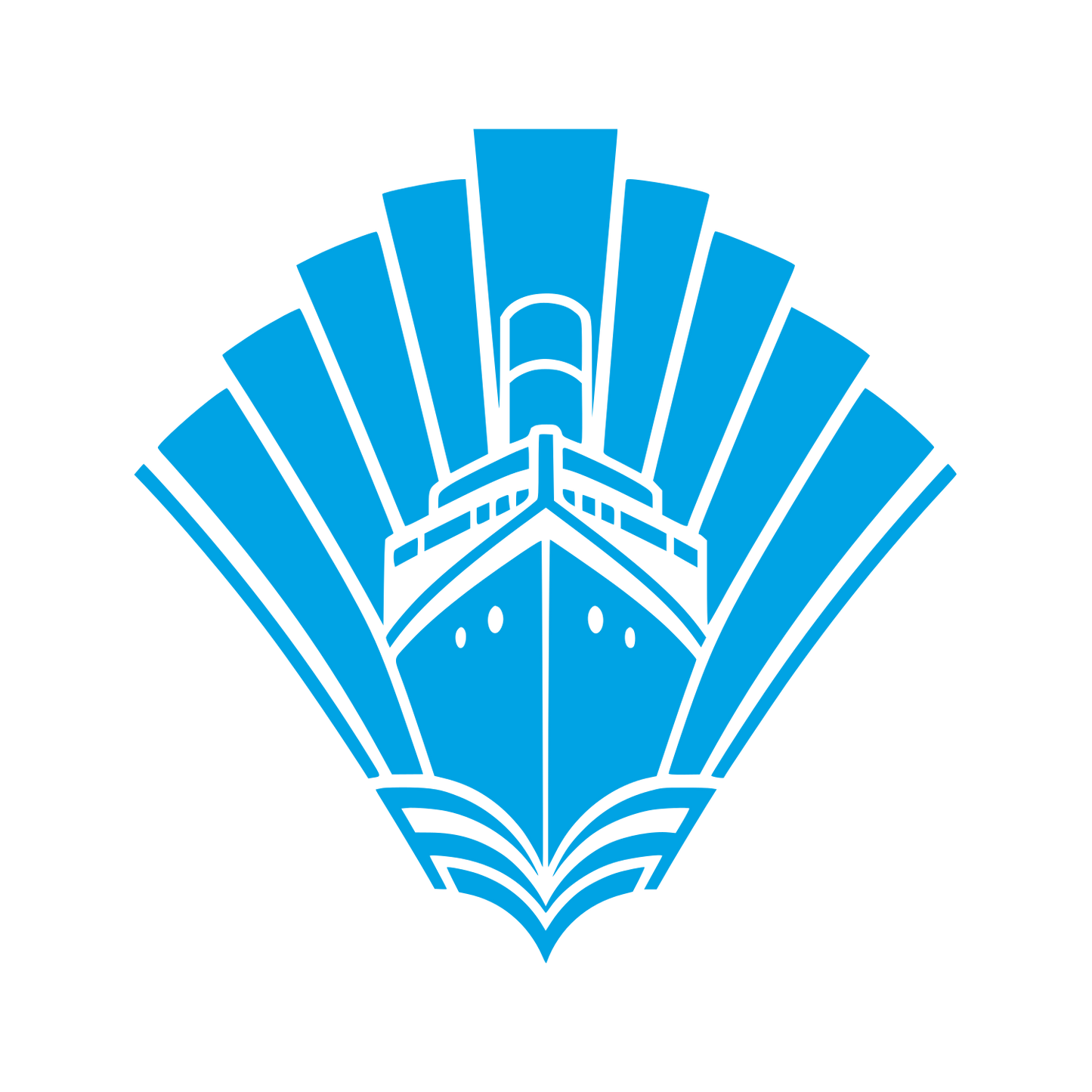 Art Deco Cruise Ship Logo #00a3e4