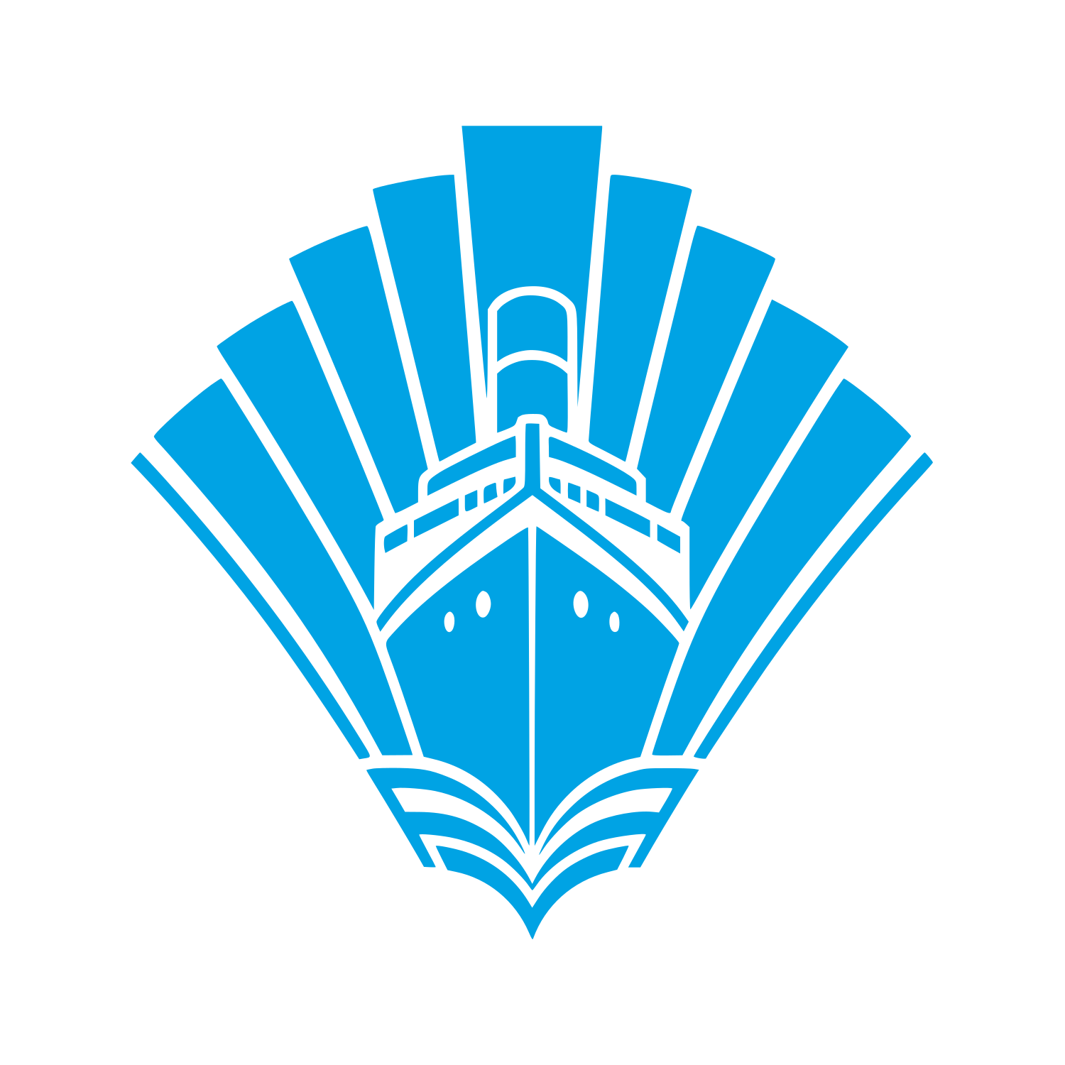 Art Deco Cruise Ship Logo #00a3e4