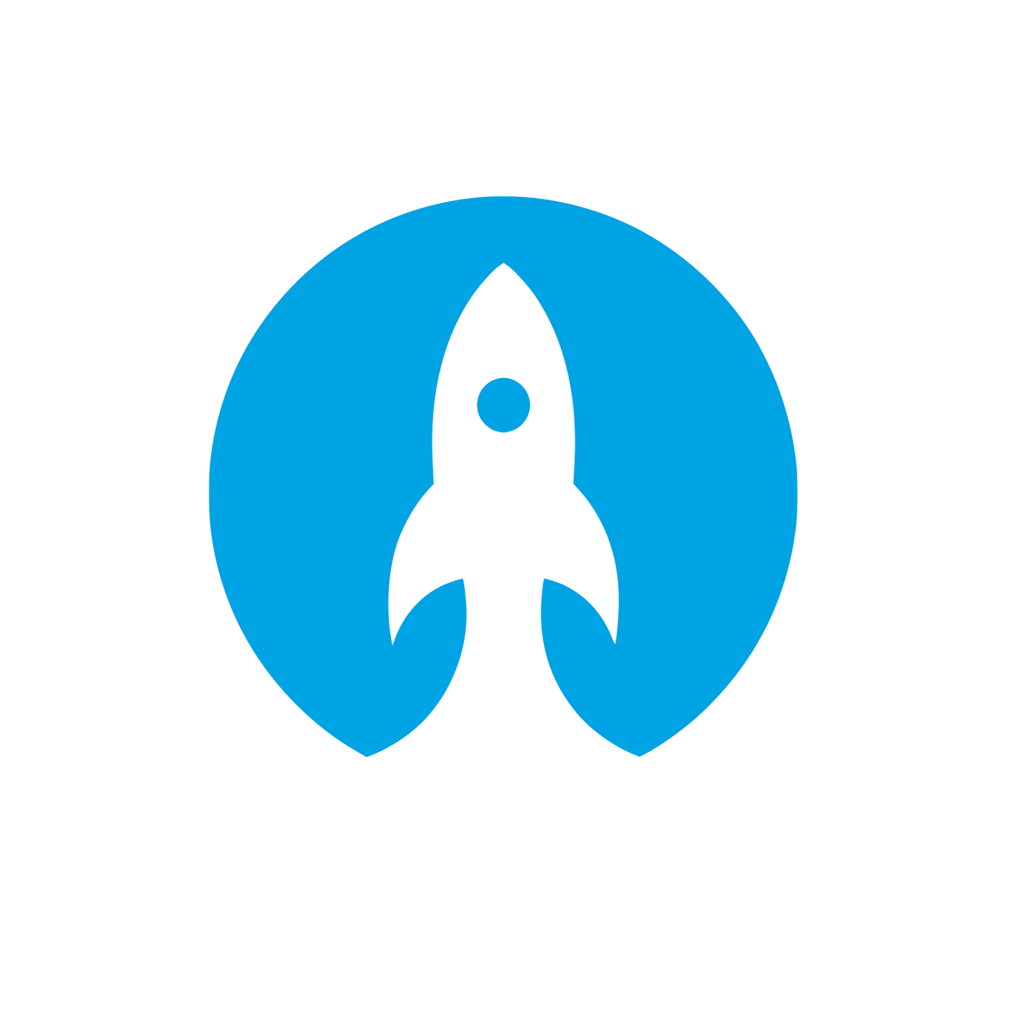 Rocket in Circle Logo #00a3e4