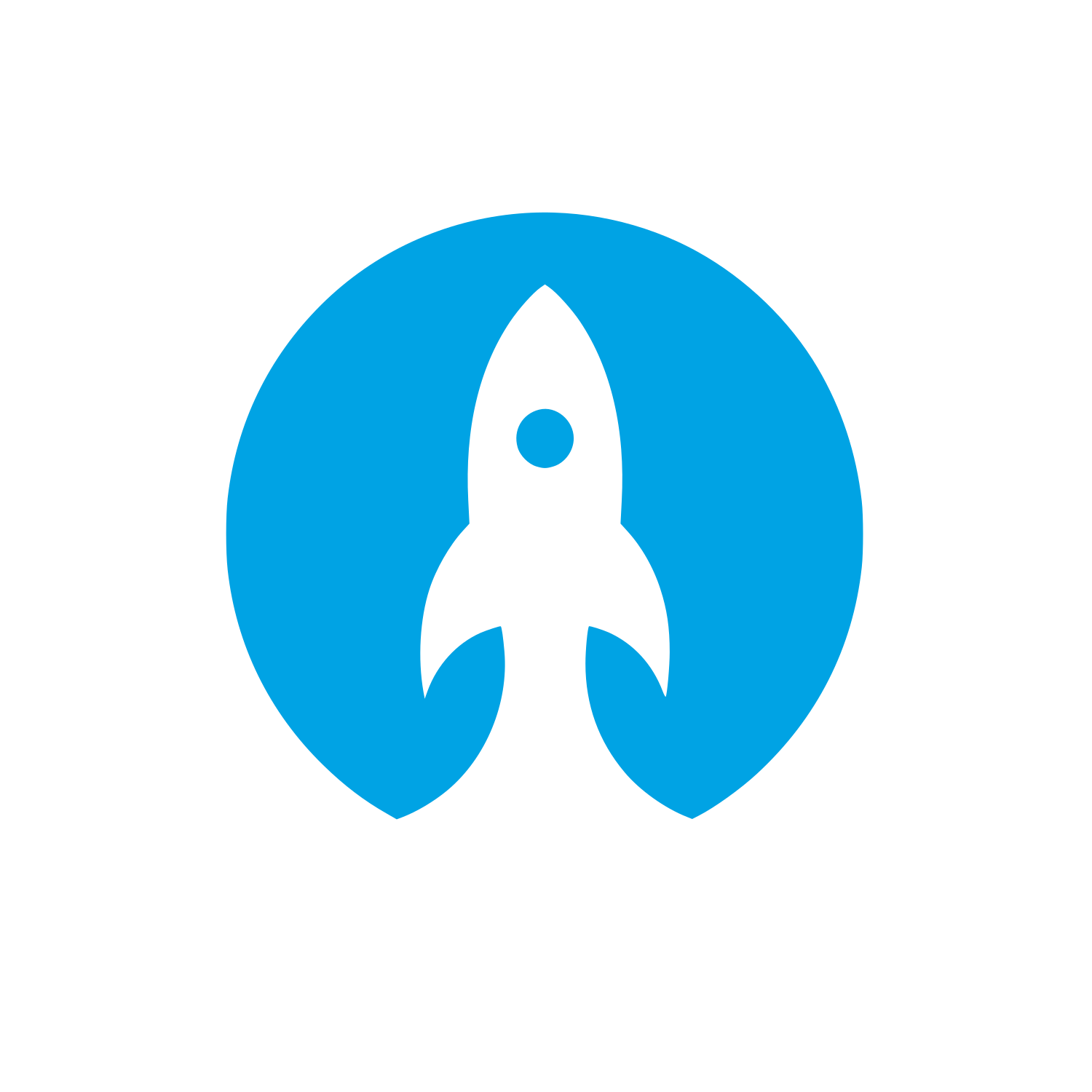 Rocket in Circle Logo #00a3e4