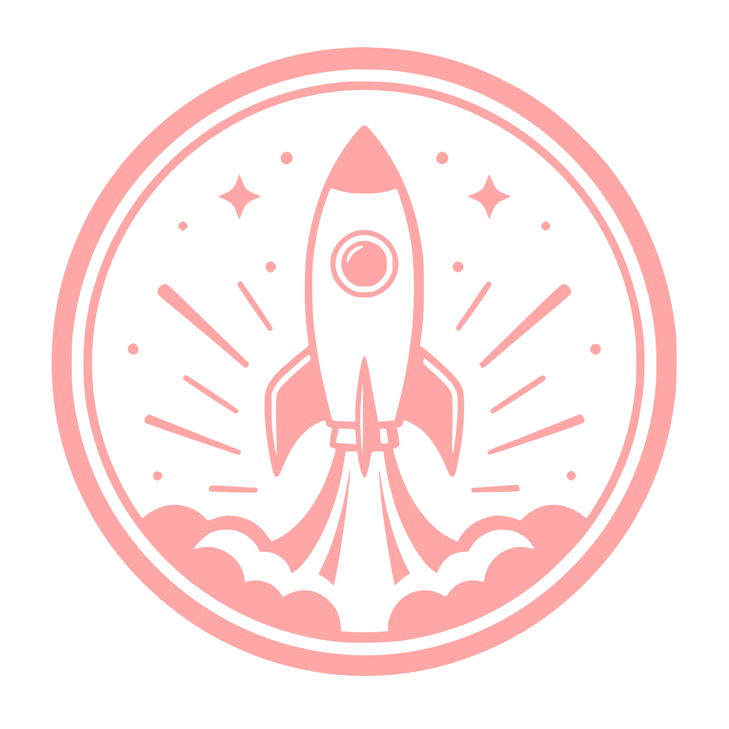 Rocket Launch Circle Logo #ffa6a6