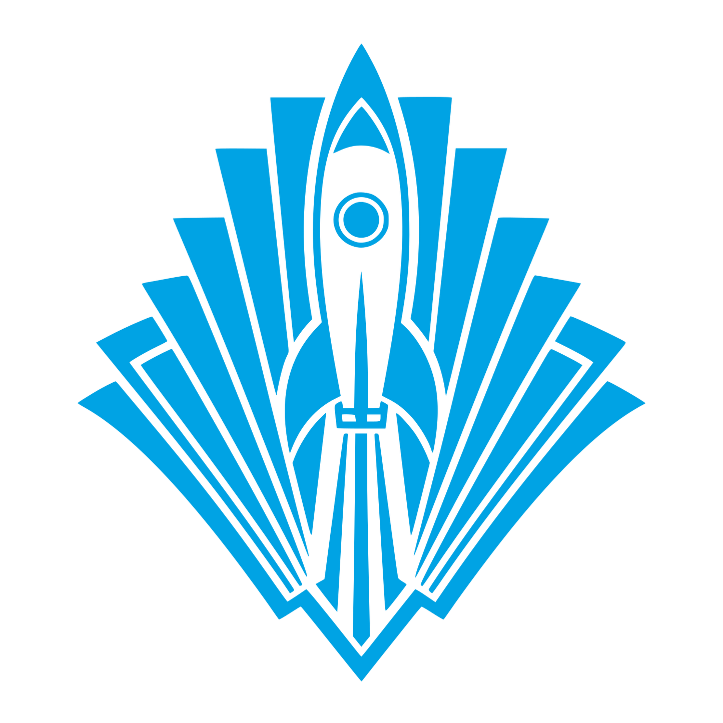 Art Deco Rocket Launch Logo #00a3e4