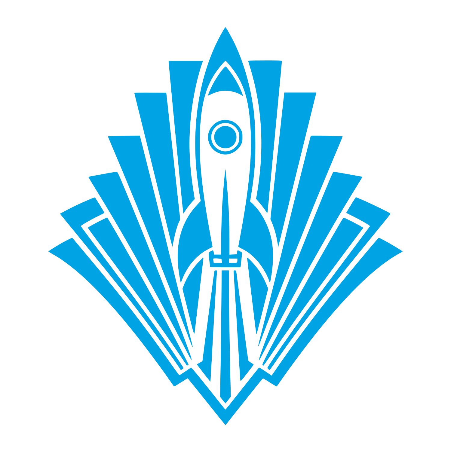 Art Deco Rocket Launch Logo #00a3e4