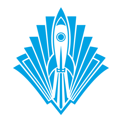 Art Deco Rocket Launch Logo #00a3e4