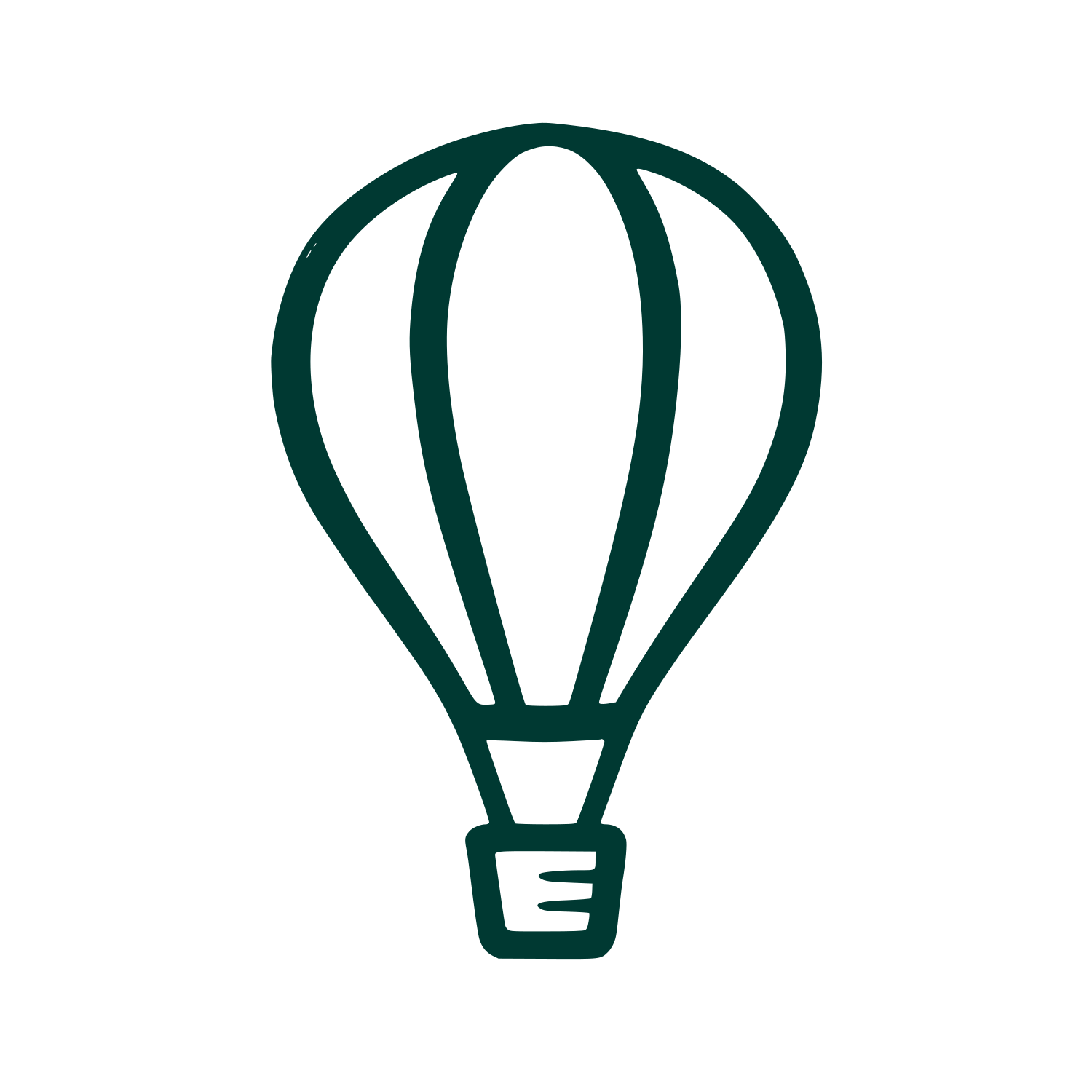 Hand-Drawn Hot Air Balloon Logo #003932