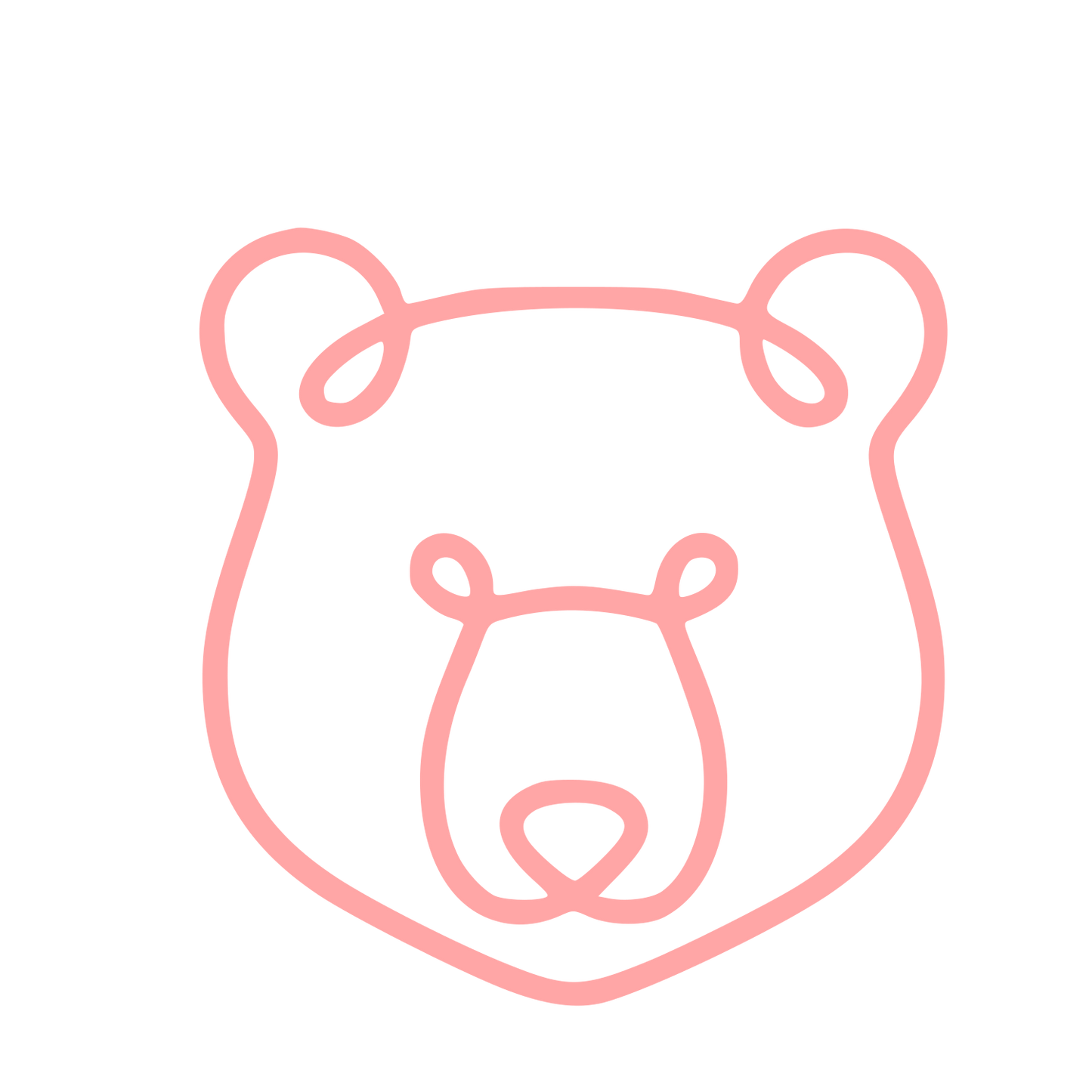 Monoline Bear Face Logo #ffa6a6