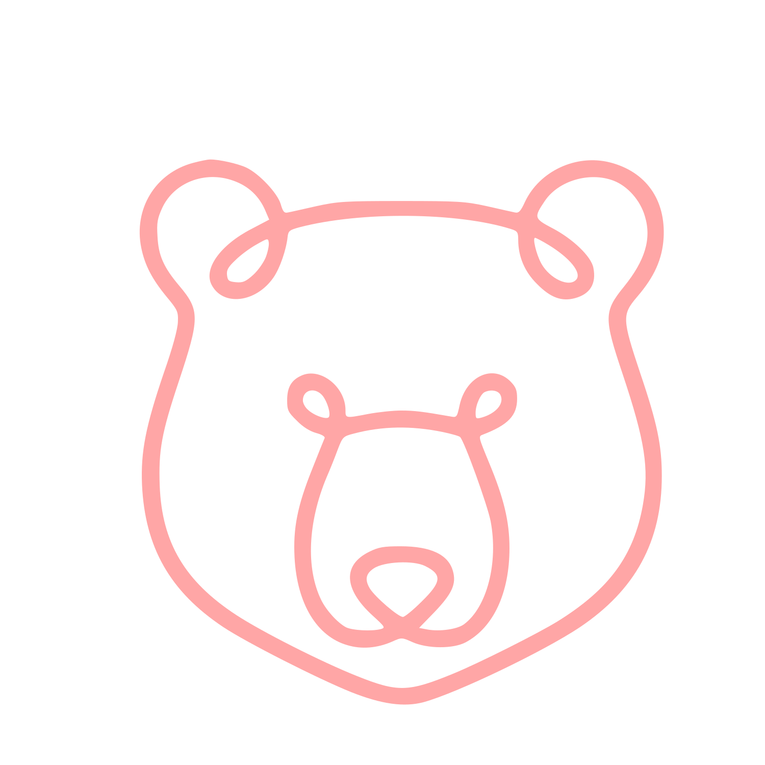 Monoline Bear Face Logo #ffa6a6