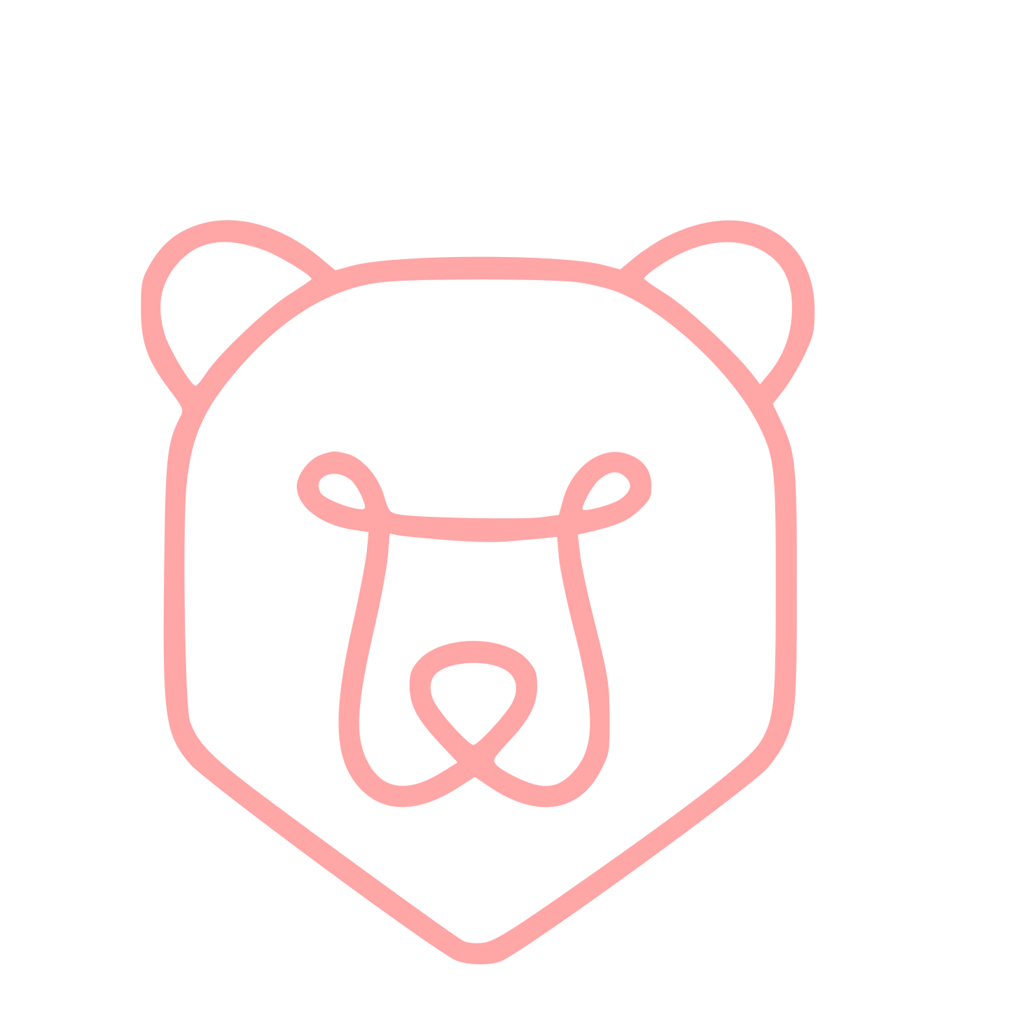 Monoline Bear Head Logo #ffa6a6