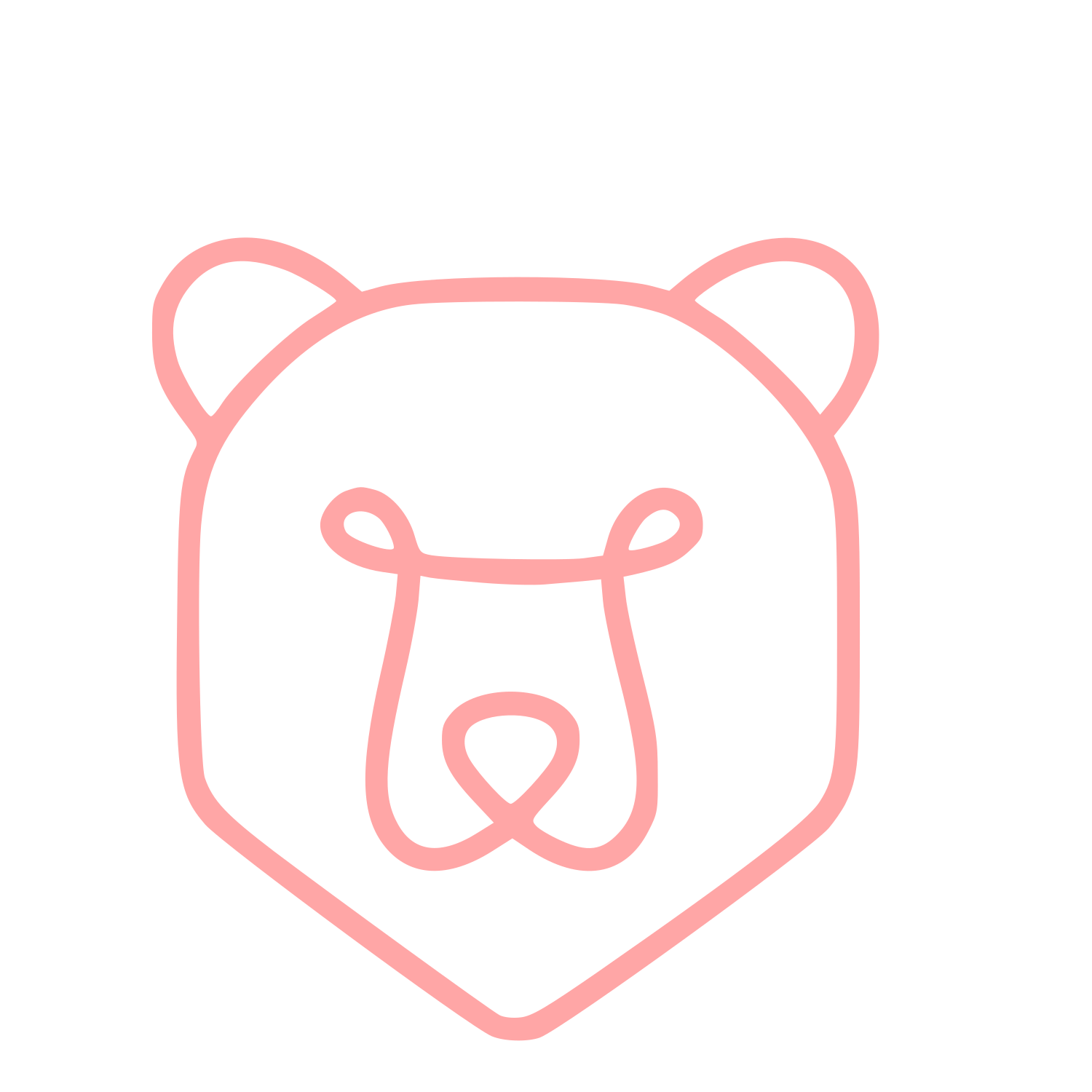 Monoline Bear Head Logo #ffa6a6