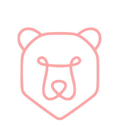 Monoline Bear Head Logo #ffa6a6
