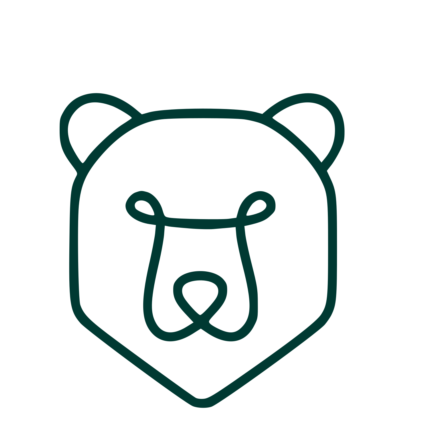Monoline Bear Head Logo #003932