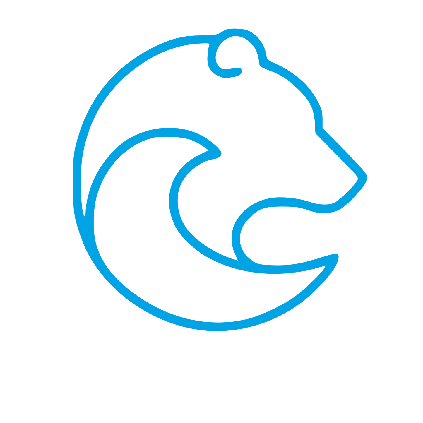 Monoline Bear Circle Logo #00a3e4