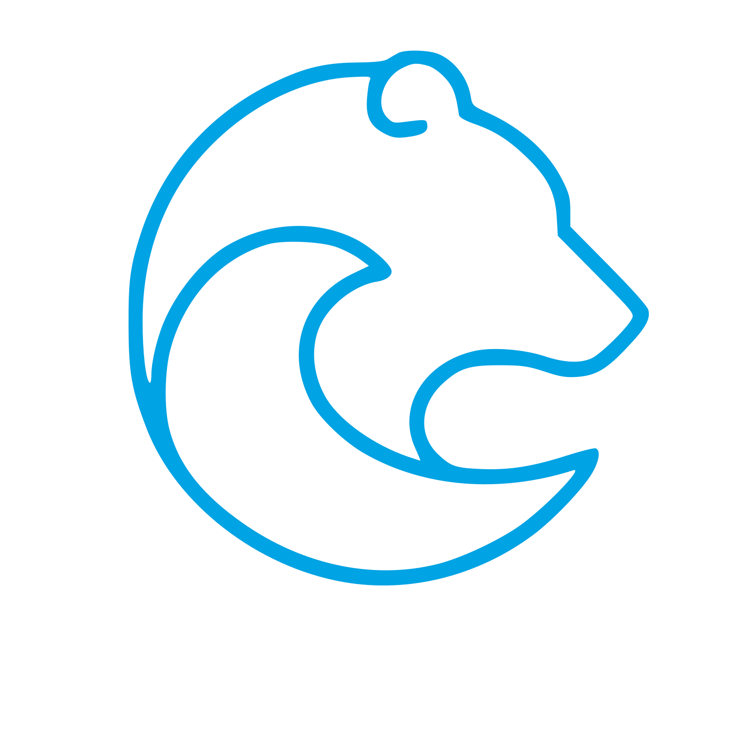 Monoline Bear Circle Logo #00a3e4