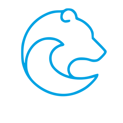Monoline Bear Circle Logo #00a3e4