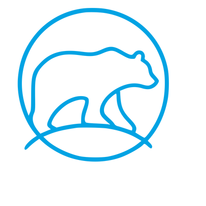 Monoline Bear Circle Logo #00a3e4