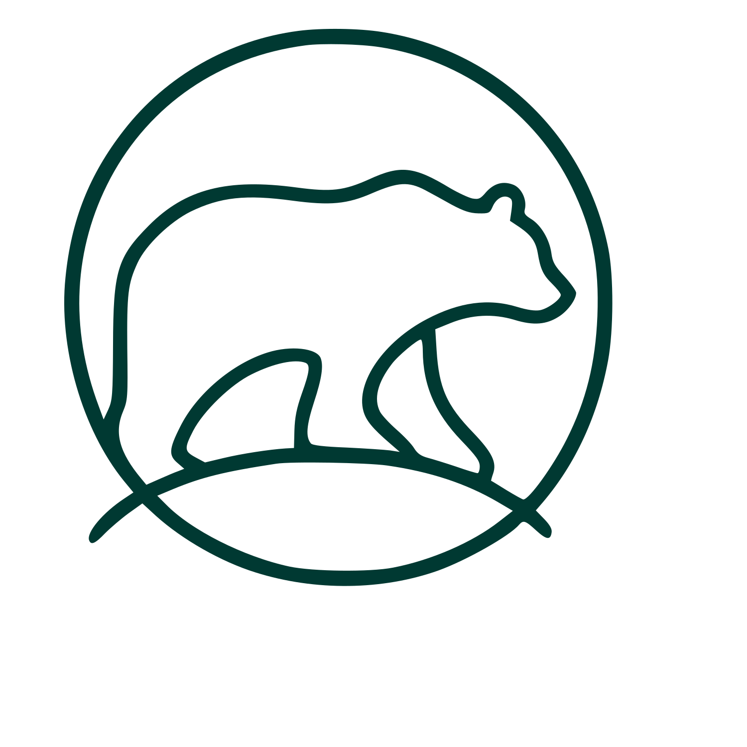 Monoline Bear Circle Logo #003932