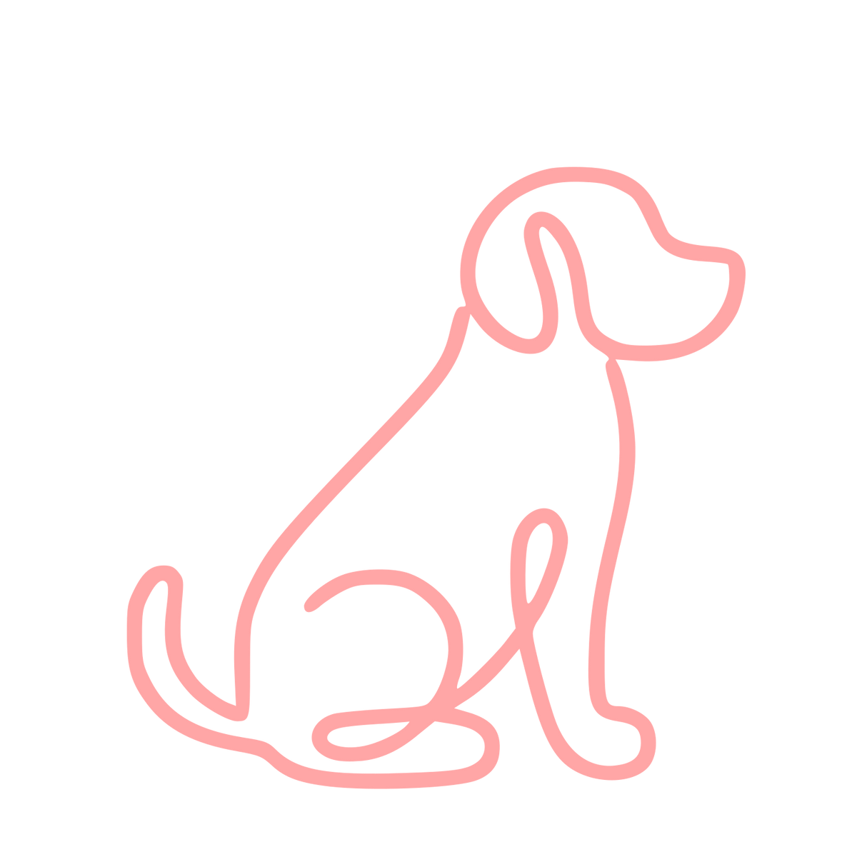 Monoline Sitting Dog Logo #ffa6a6