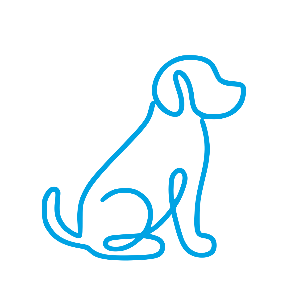 Monoline Sitting Dog Logo #00a3e4