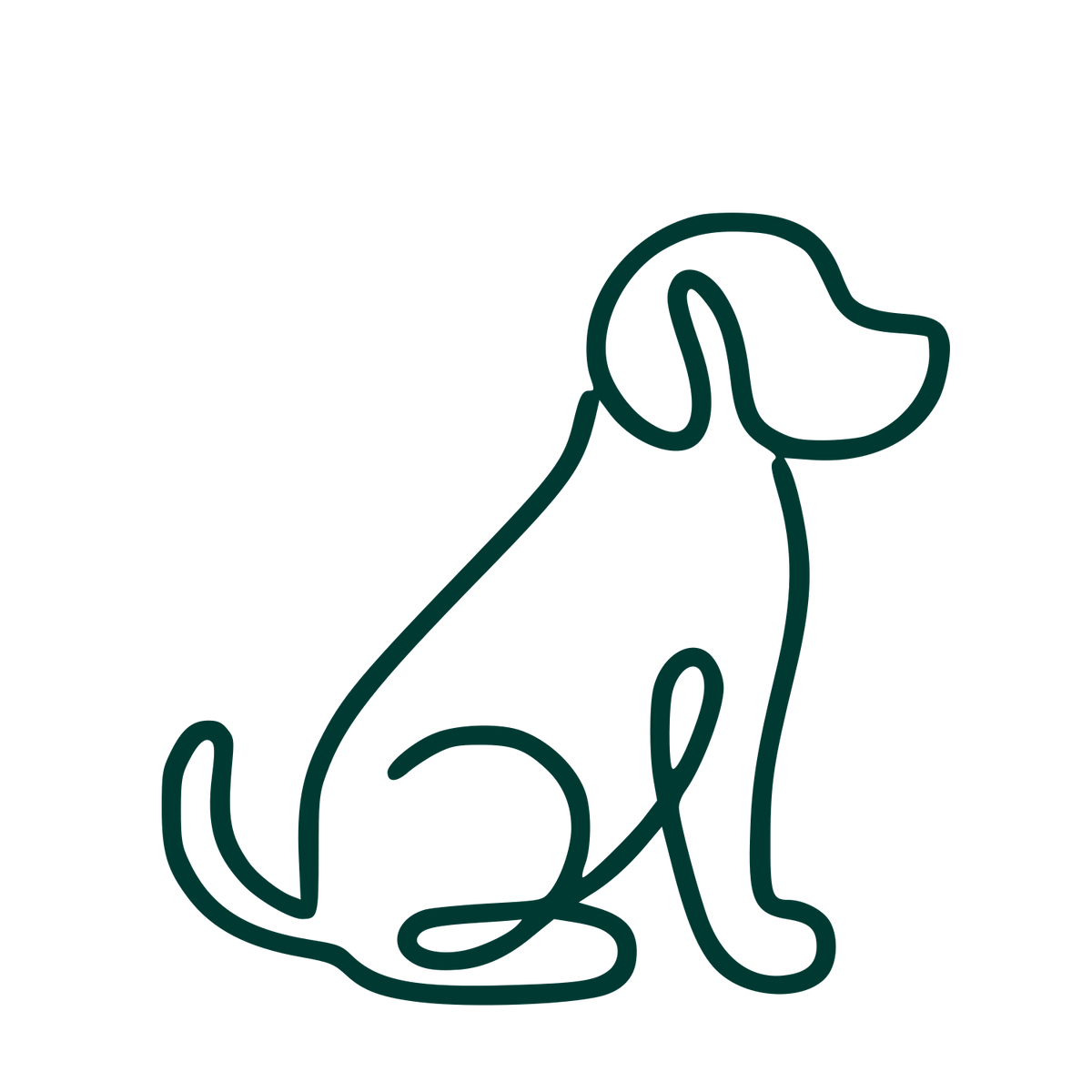 Monoline Sitting Dog Logo #003932